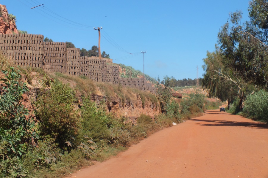 Stocks of bricks on the road to Adi Nfas.
